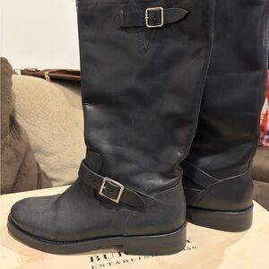 Burberry Brit Black Quilted Norwich Flat Mid Boots Size 39 EU